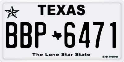 TX license plate BBP6471