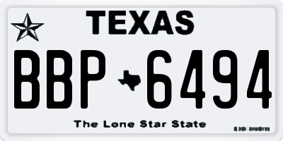 TX license plate BBP6494