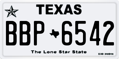 TX license plate BBP6542
