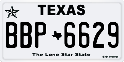 TX license plate BBP6629