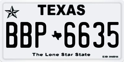 TX license plate BBP6635