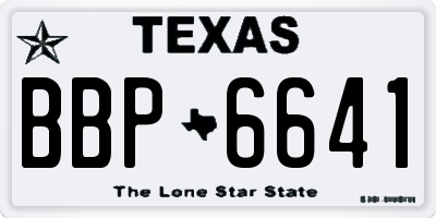 TX license plate BBP6641
