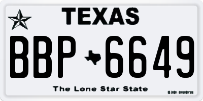 TX license plate BBP6649