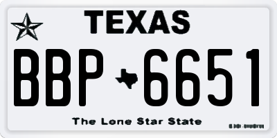 TX license plate BBP6651