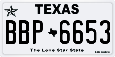 TX license plate BBP6653