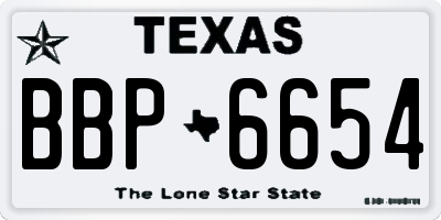 TX license plate BBP6654