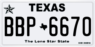 TX license plate BBP6670