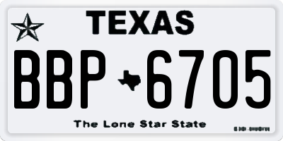 TX license plate BBP6705