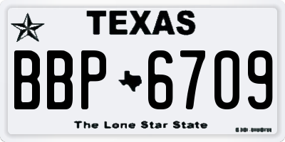 TX license plate BBP6709