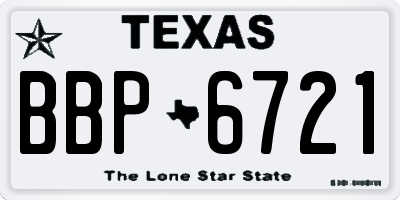 TX license plate BBP6721