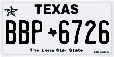 TX license plate BBP6726