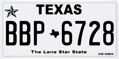 TX license plate BBP6728