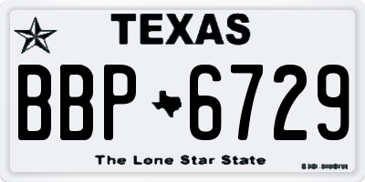 TX license plate BBP6729