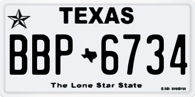 TX license plate BBP6734