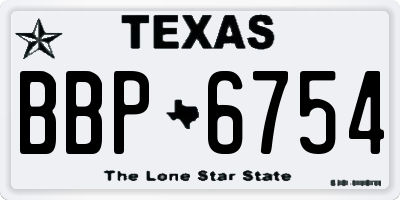 TX license plate BBP6754