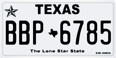 TX license plate BBP6785