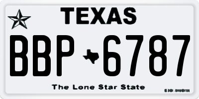 TX license plate BBP6787