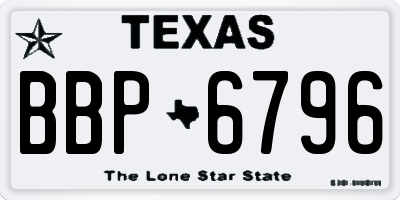 TX license plate BBP6796
