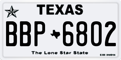 TX license plate BBP6802