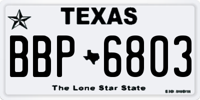 TX license plate BBP6803