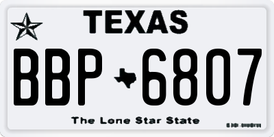 TX license plate BBP6807