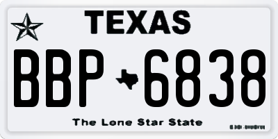 TX license plate BBP6838