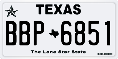 TX license plate BBP6851