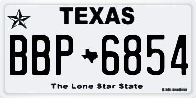 TX license plate BBP6854