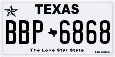 TX license plate BBP6868