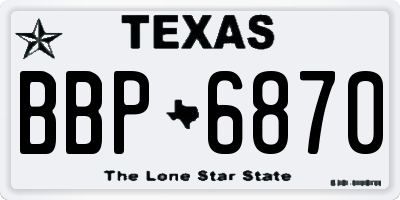 TX license plate BBP6870