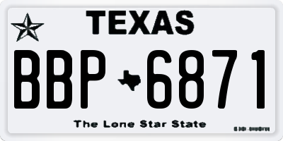 TX license plate BBP6871