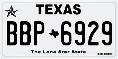 TX license plate BBP6929