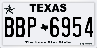 TX license plate BBP6954