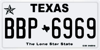 TX license plate BBP6969