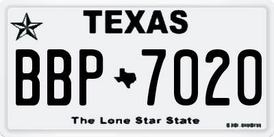TX license plate BBP7020