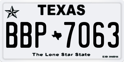 TX license plate BBP7063