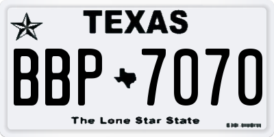 TX license plate BBP7070