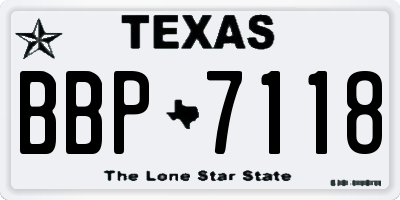 TX license plate BBP7118
