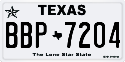 TX license plate BBP7204