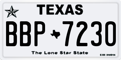 TX license plate BBP7230