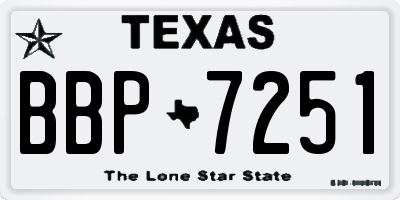 TX license plate BBP7251