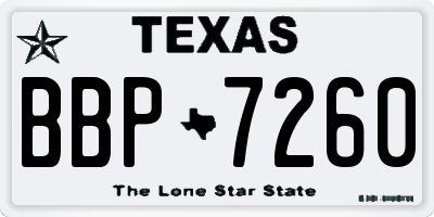 TX license plate BBP7260