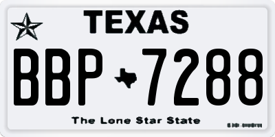 TX license plate BBP7288
