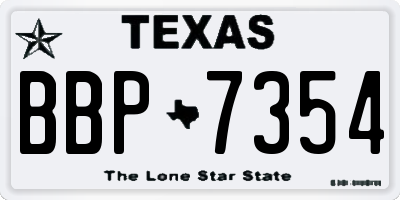 TX license plate BBP7354