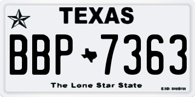 TX license plate BBP7363