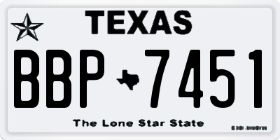 TX license plate BBP7451