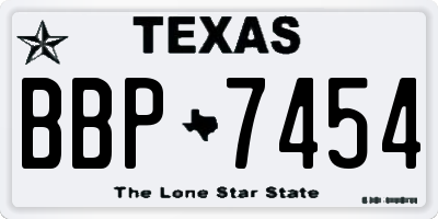 TX license plate BBP7454