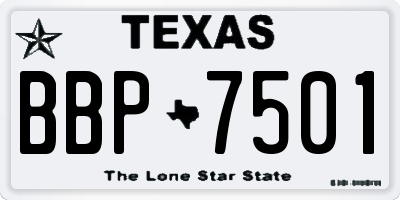 TX license plate BBP7501