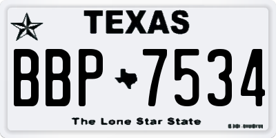 TX license plate BBP7534
