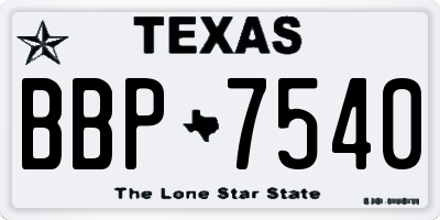 TX license plate BBP7540